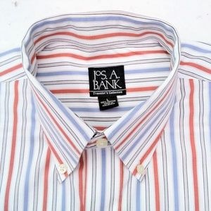 JOS A BANK red wht  blue stripe traveller shirt#L